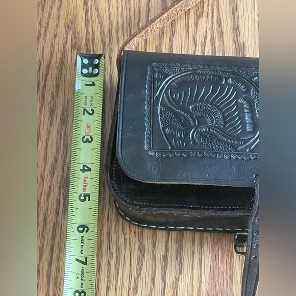 Vintage Brown Leather Hand Made Crossbody Purse - Picture 6 of 15